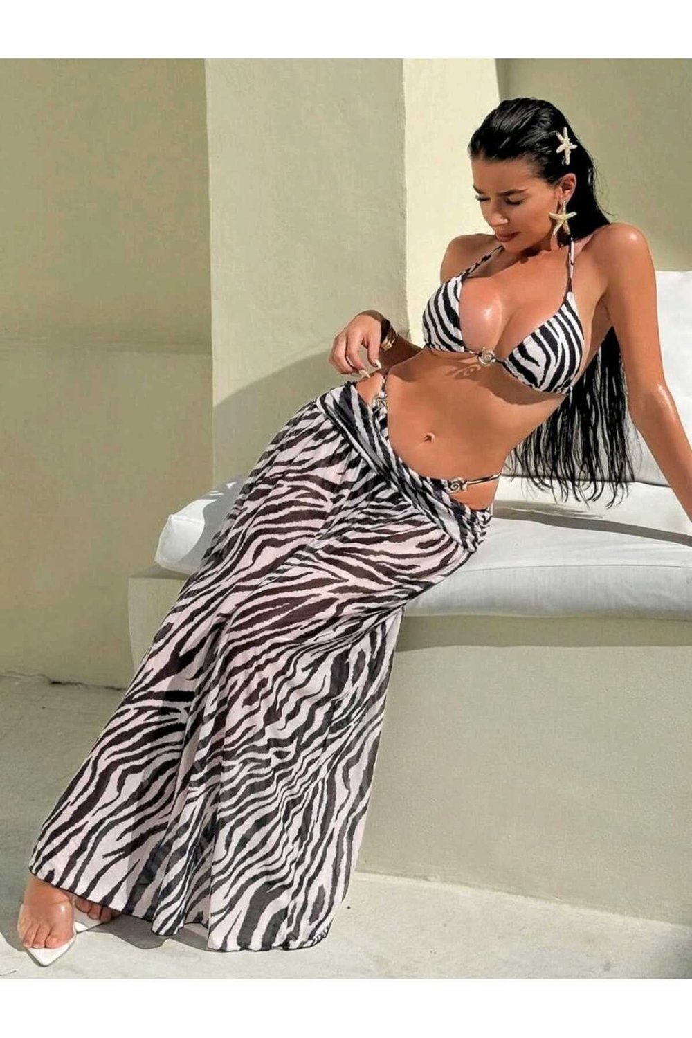 Belila zebra bikini pareo set