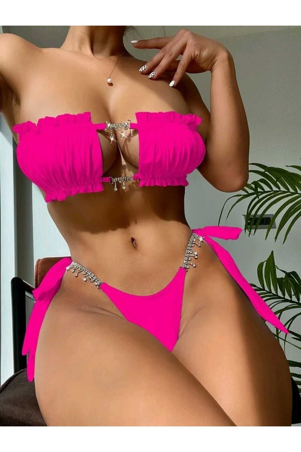 Taş detaylı bikini takım