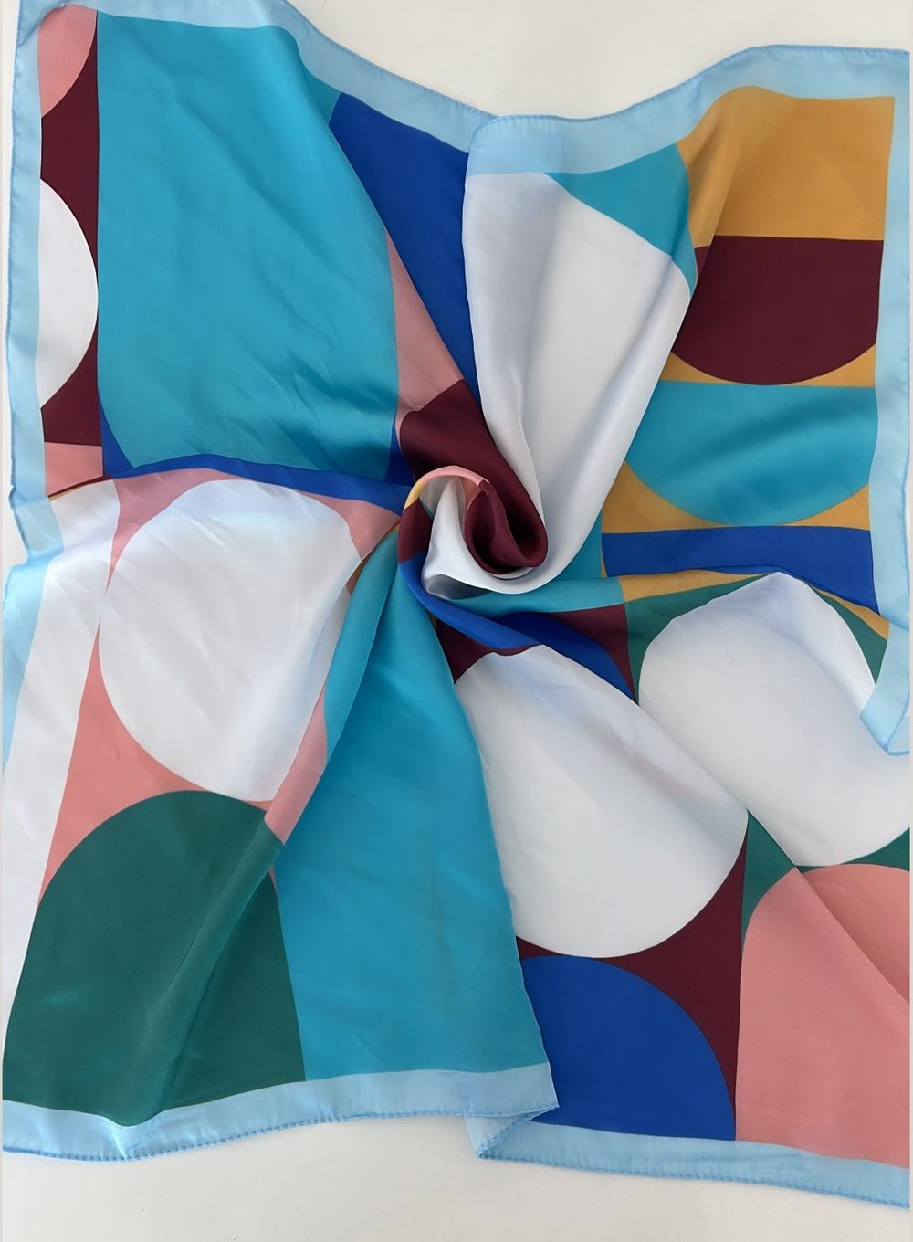 70*70 Mavi Geometri Desen Fular 