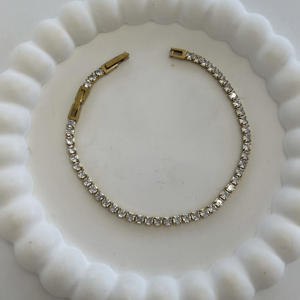 Çelik  Zirkon Taşlı Gold  Su Yolu  19cm