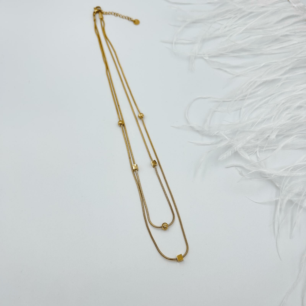 Çelik 2'li Dorika  Kolye 50cm
