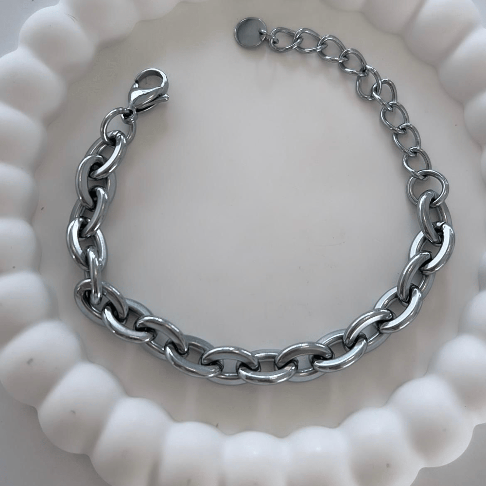 Çelik Halat Bileklik Gümüş 22cm