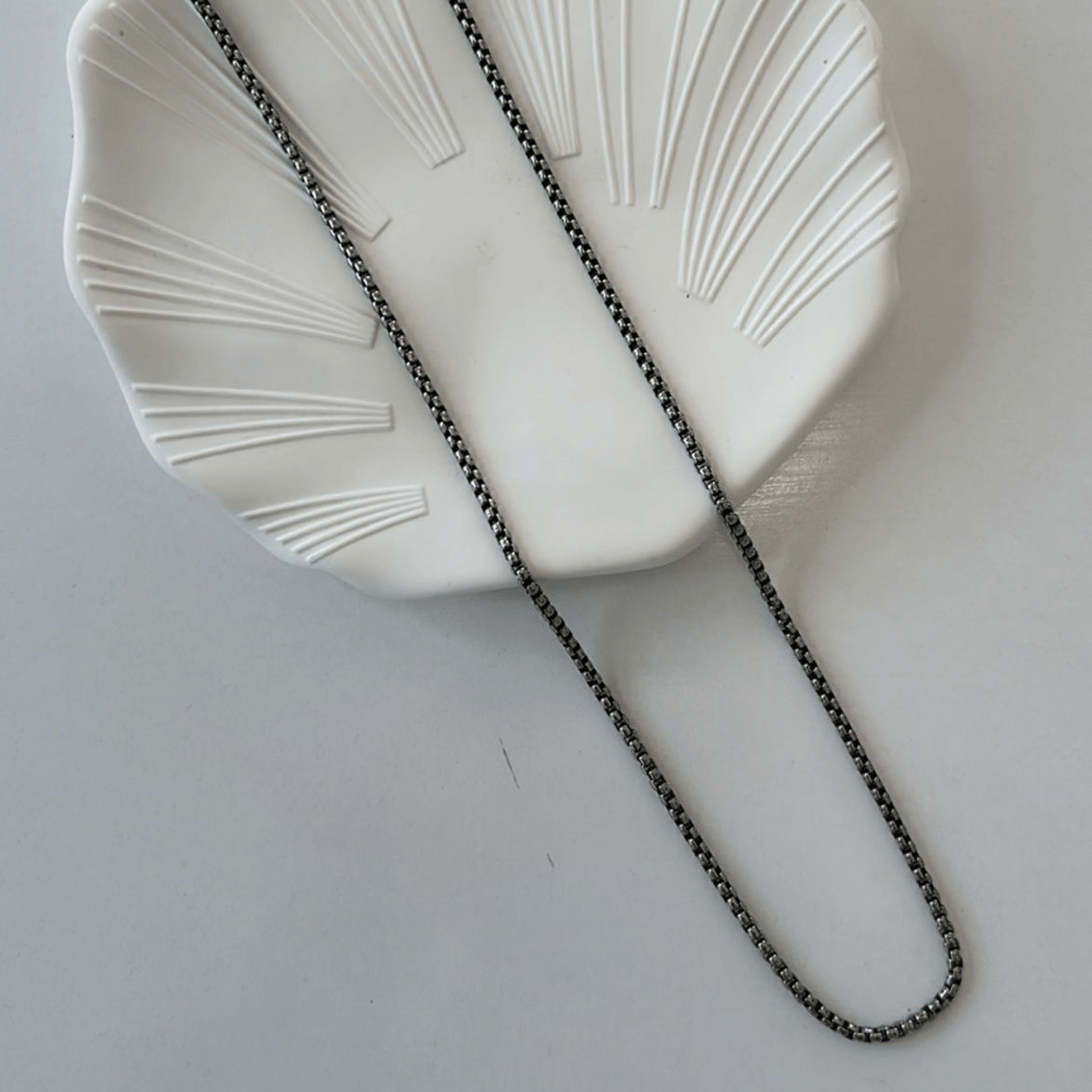 Çelik Siyah Zincirli  Kolye 60cm