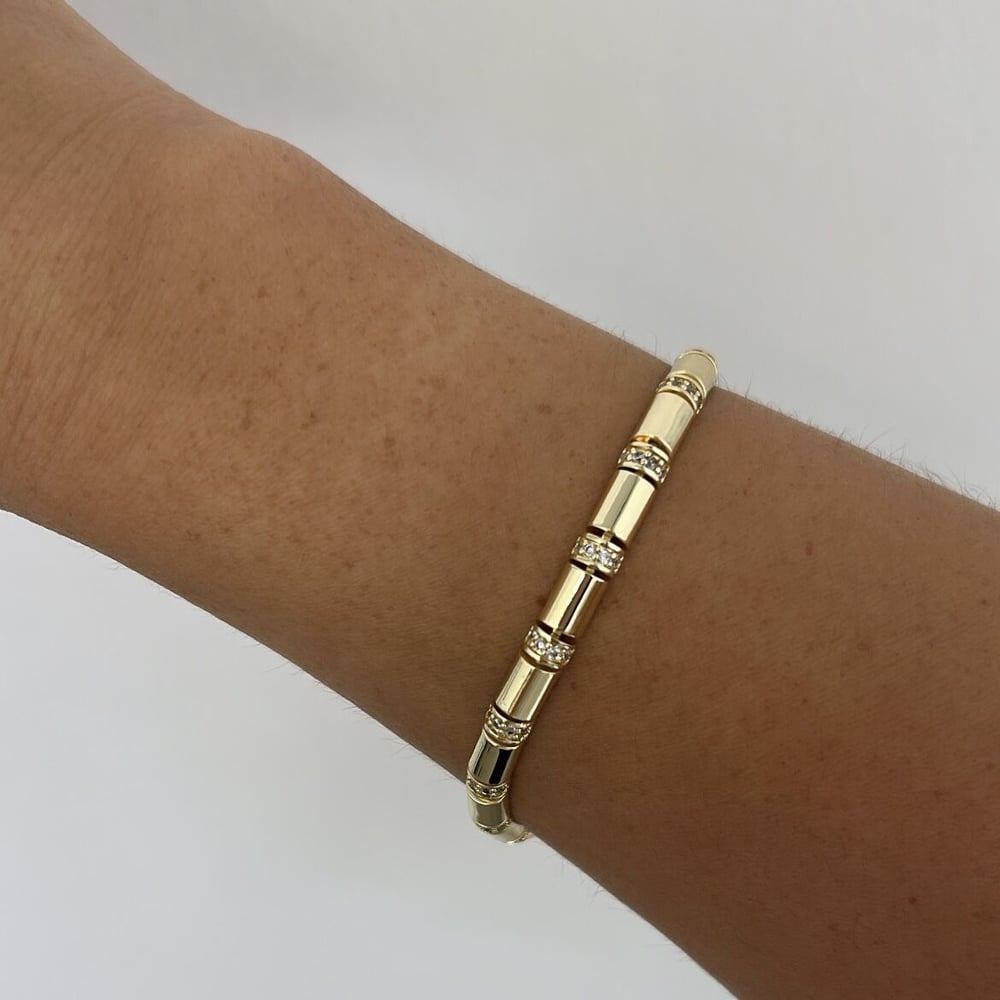 Özel Seri 14K Gold Taşlı Plaka Bileklik 19cm