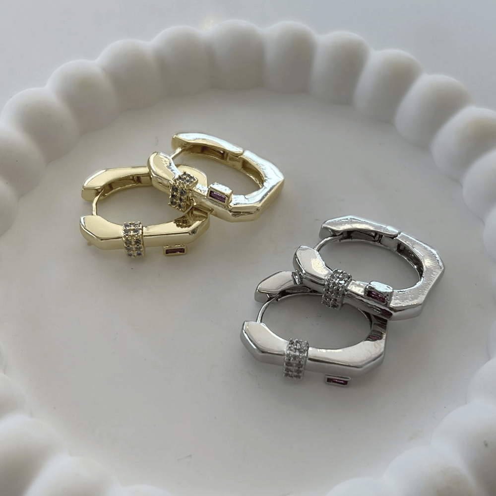Özel Seri Köşeli Oval Baget Küpe 2,5cm