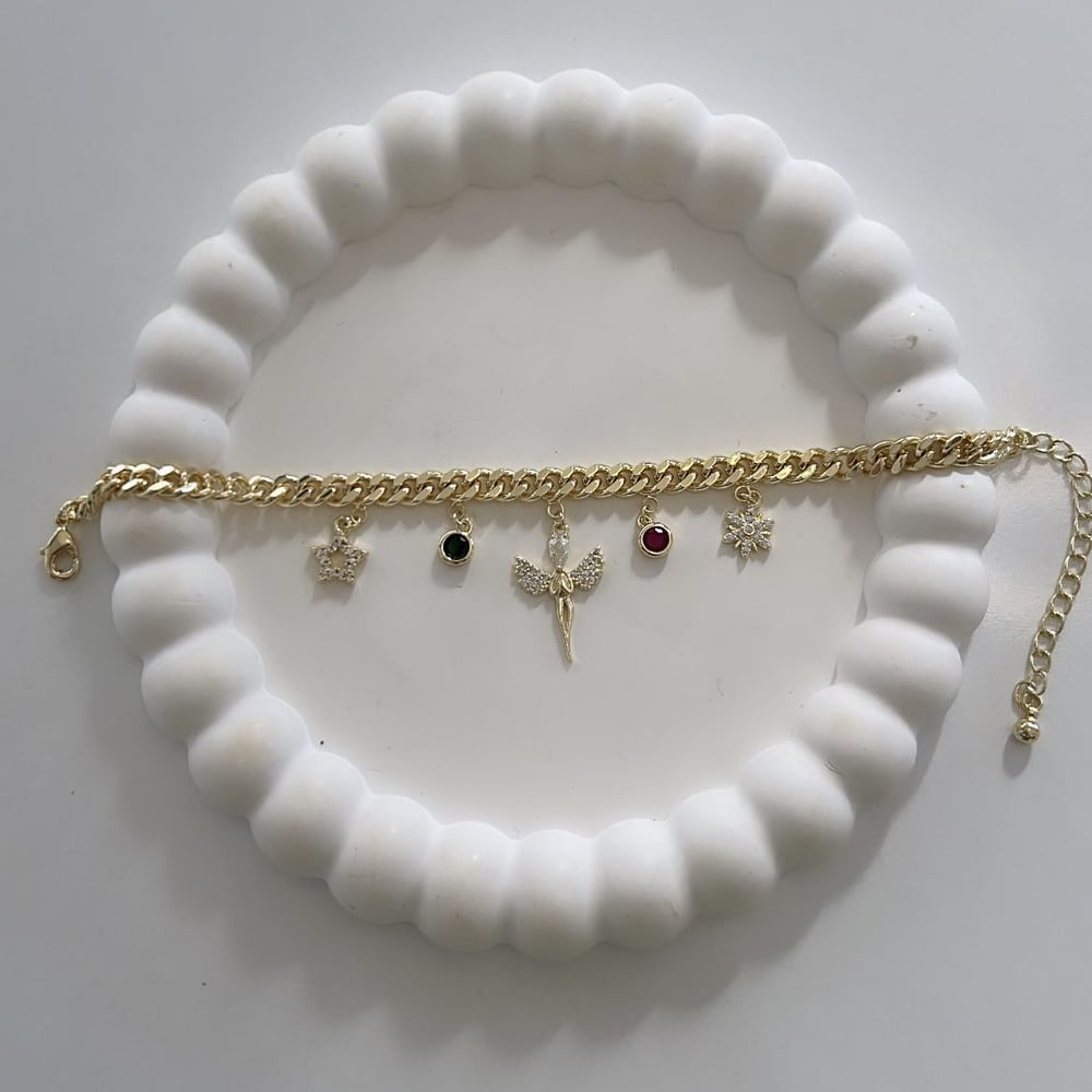 Özel Seri Melek Charmlı Taşlı Bileklik 21cm