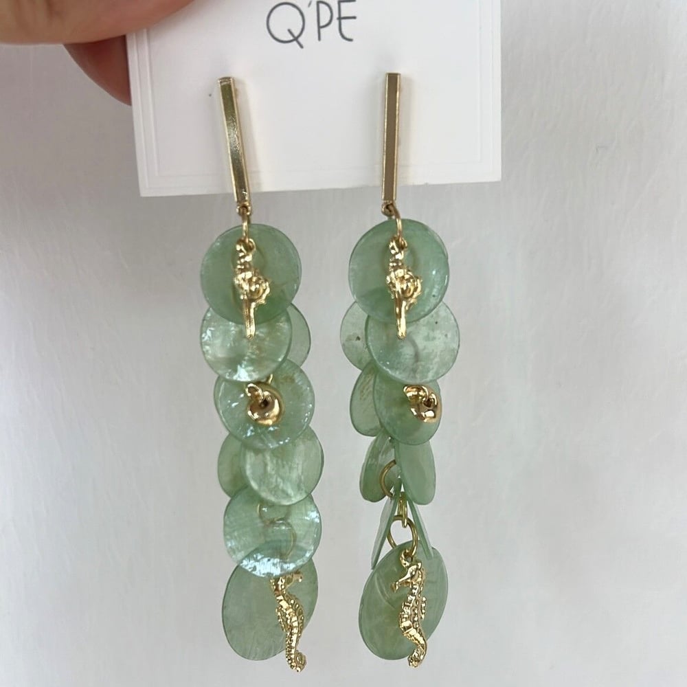 Özel Seri Yeşil Sedefli Küpe 9 cm