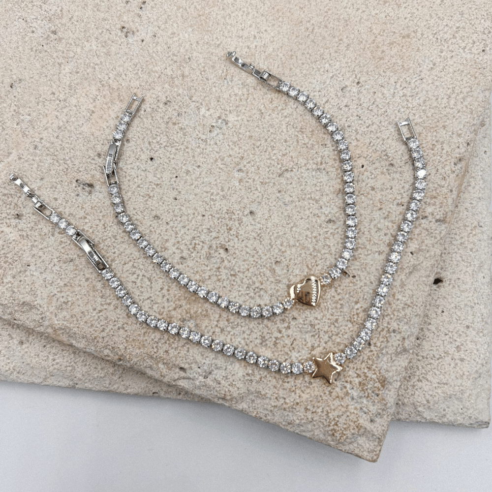 Özel Seri Zirkon Taşlı  Su Yolu  Bileklik 19cm