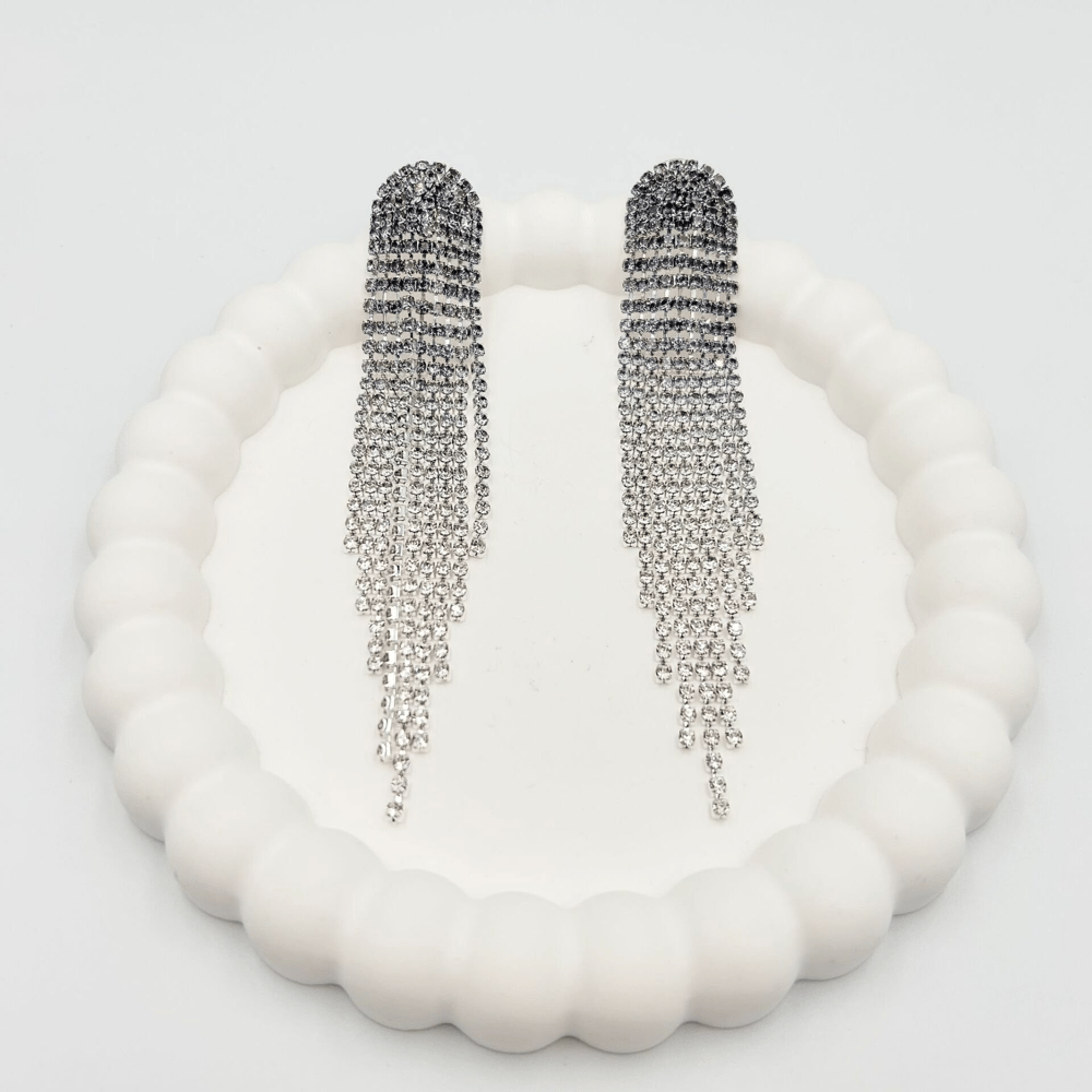 Özel Seri Zirkon Taşlı 2 Renkli Küpe 10 cm