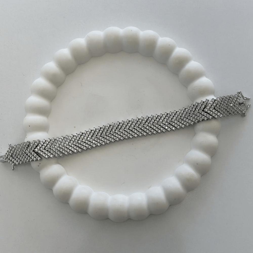 Özel Seri Zirkon Taşlı Pırlanta Montür Bileklik 18 cm