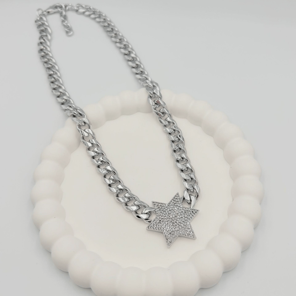 Özel Seri Zirkon Taşlı Yıldız Kolye 50cm