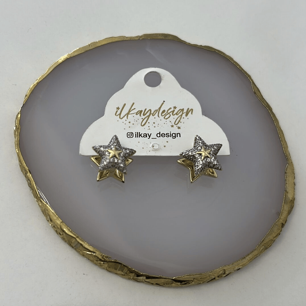 Özel Seri Zirkon Taşlı Yıldız Küpe 1cm