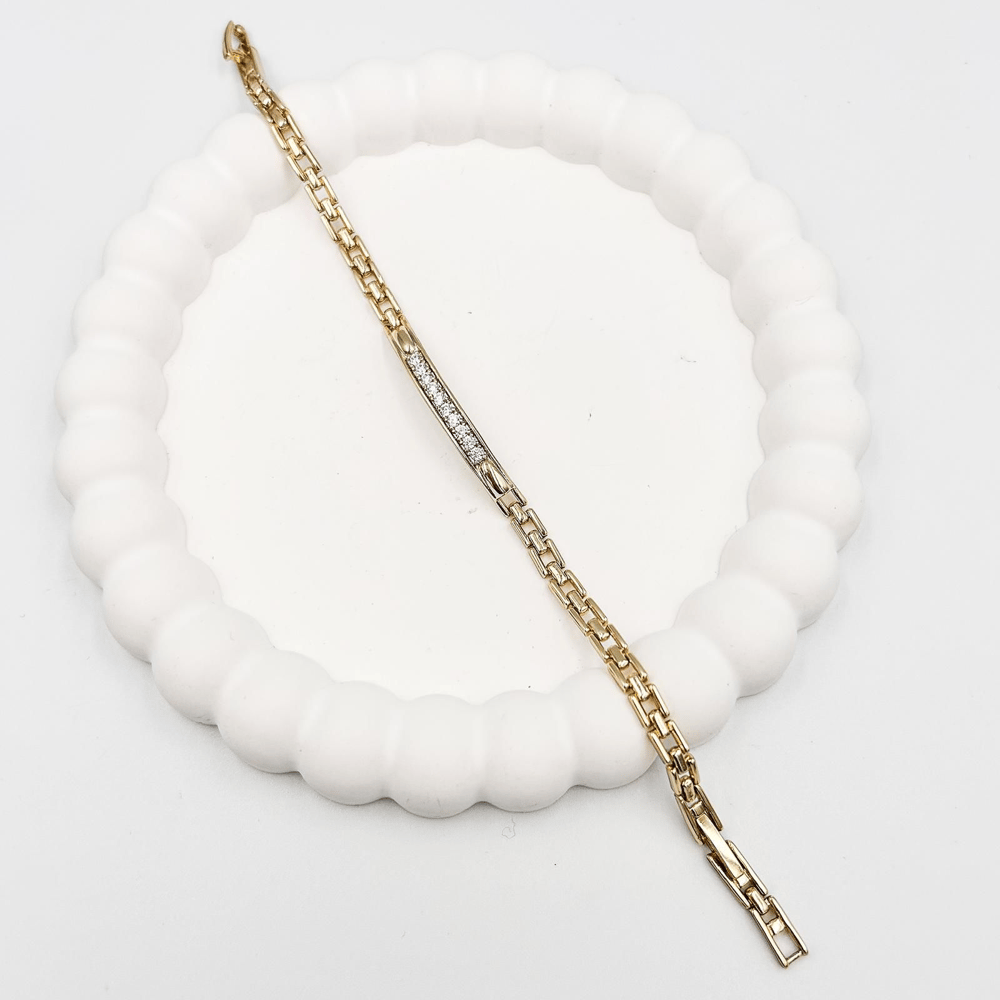 Özel Seri Zirkon Taşlı Zincir Bileklik 18cm