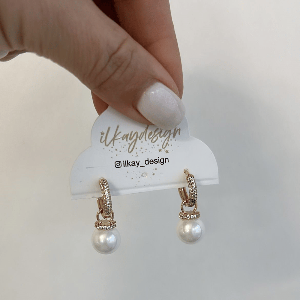 Vip Seri Taşlı İncili Halka Küpe