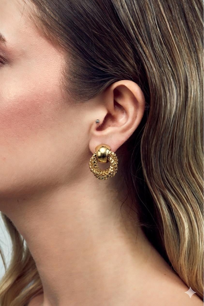 Özel Seri Gold Burgu Düğüm  Küpe 3cm