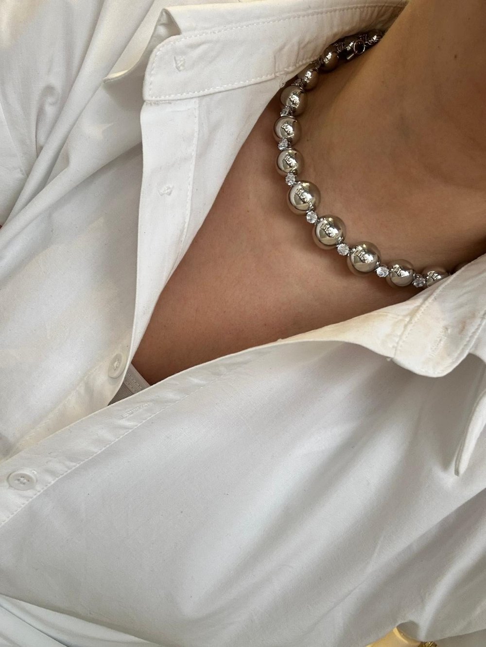 Özel Seri Gümüş Boncuklu Choker Kolye 