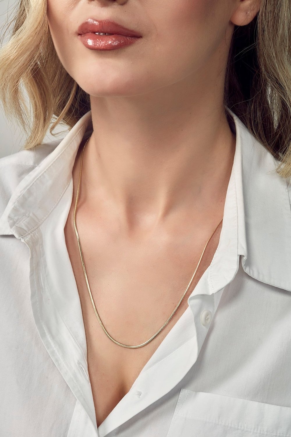 Vip Seri 14k Gold İnce Ezme Zincir Kolye 50cm