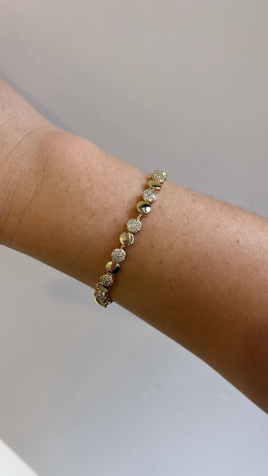 Vip Seri 14K Gold Taşlı Ezme Bileklik 18 cm