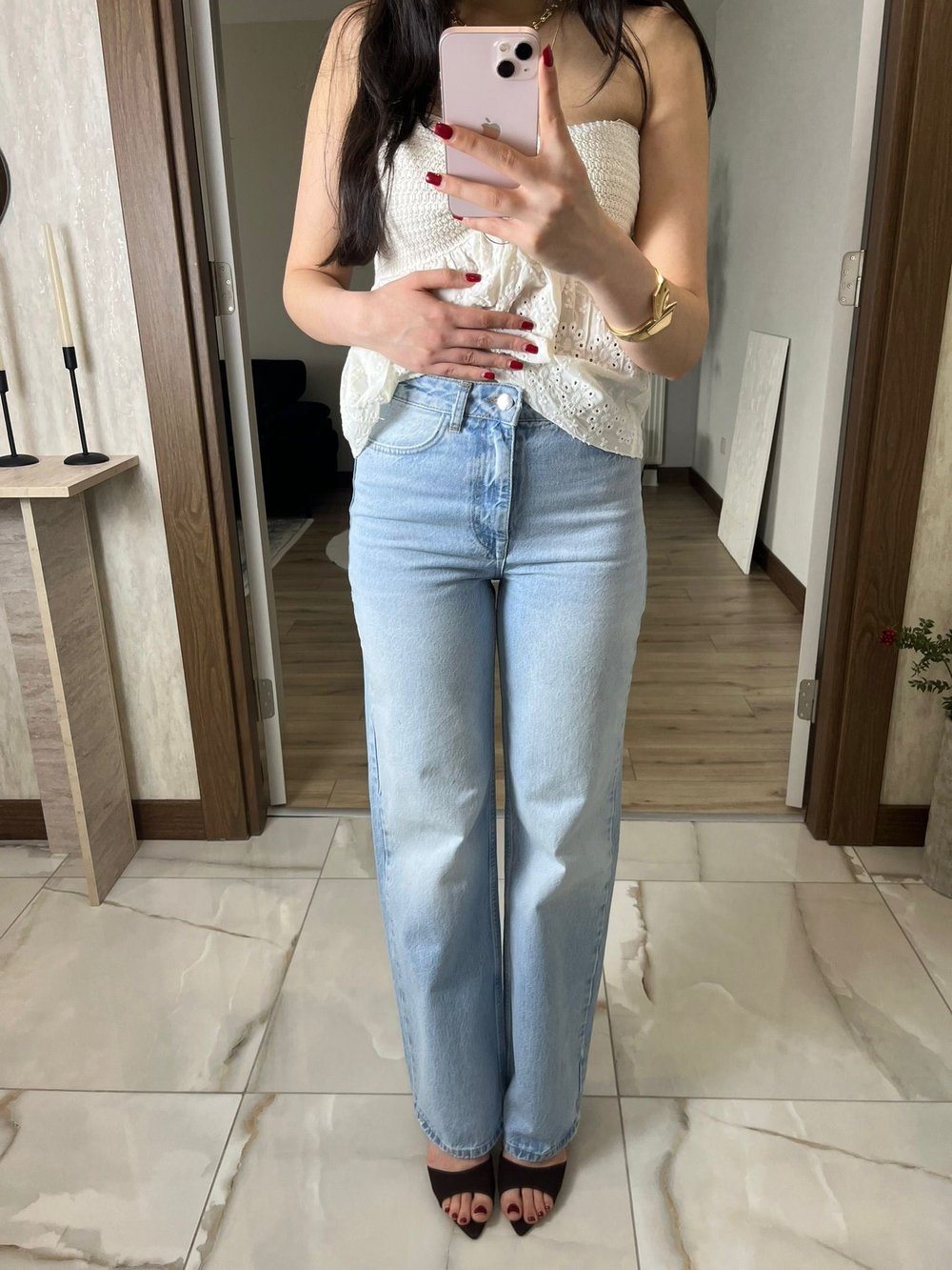 Açık Mavi Yüksek Bel Düz Paça Jean