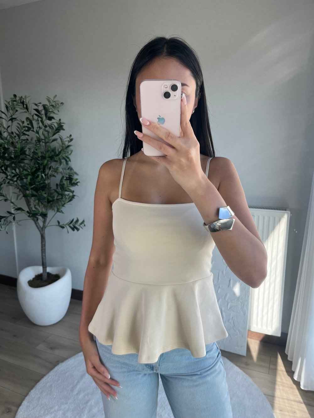 Askılı Bluz Krem