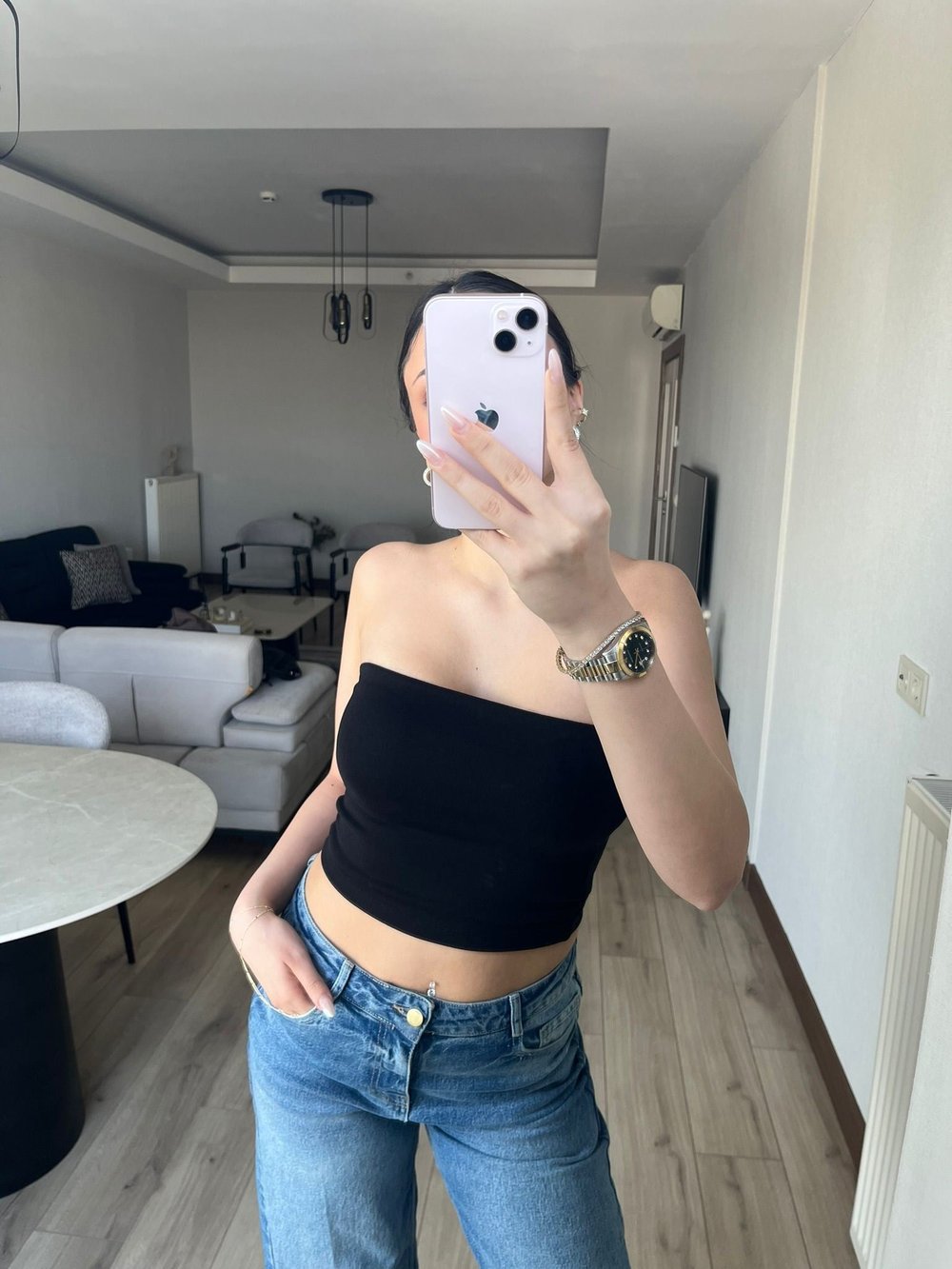Straplez Basic Crop Top Siyah