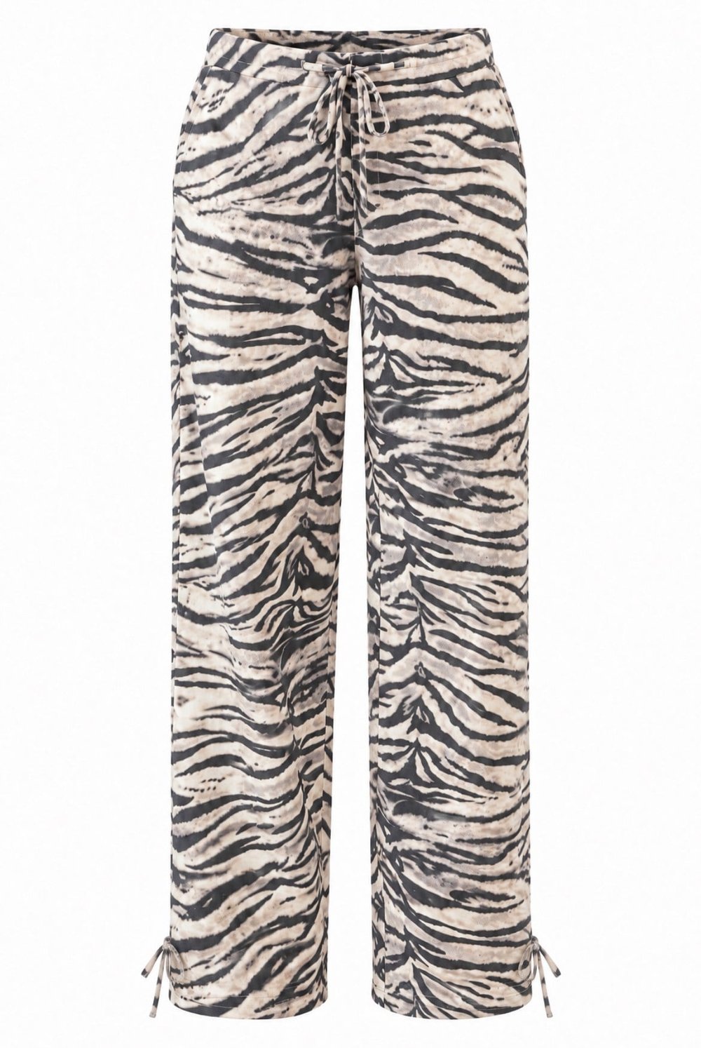 Zebra Desen Paçası Bağlama Detaylı Pantolon