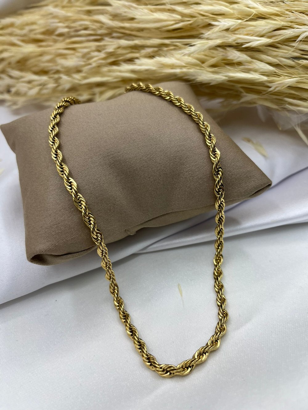 Çelik Gold Burgu Zincir Kolye 60 cm