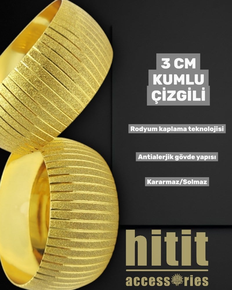 3 CM KUMLU ÇİZGİLİ BİLEZİK