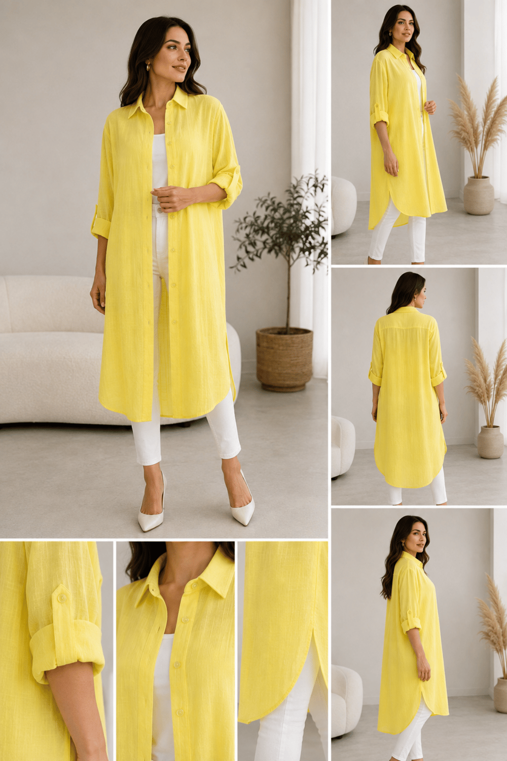Limon Sarısı Oversize Uzun Tunik