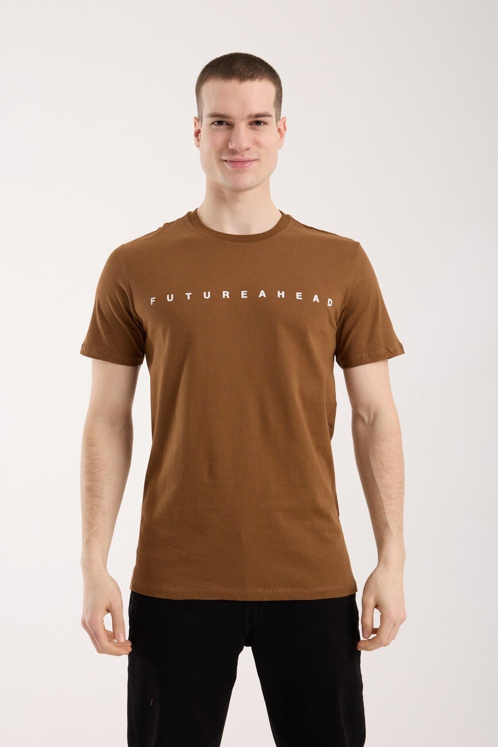 Erkek Minimal Yazı Detaylı Günlük T-Shirt