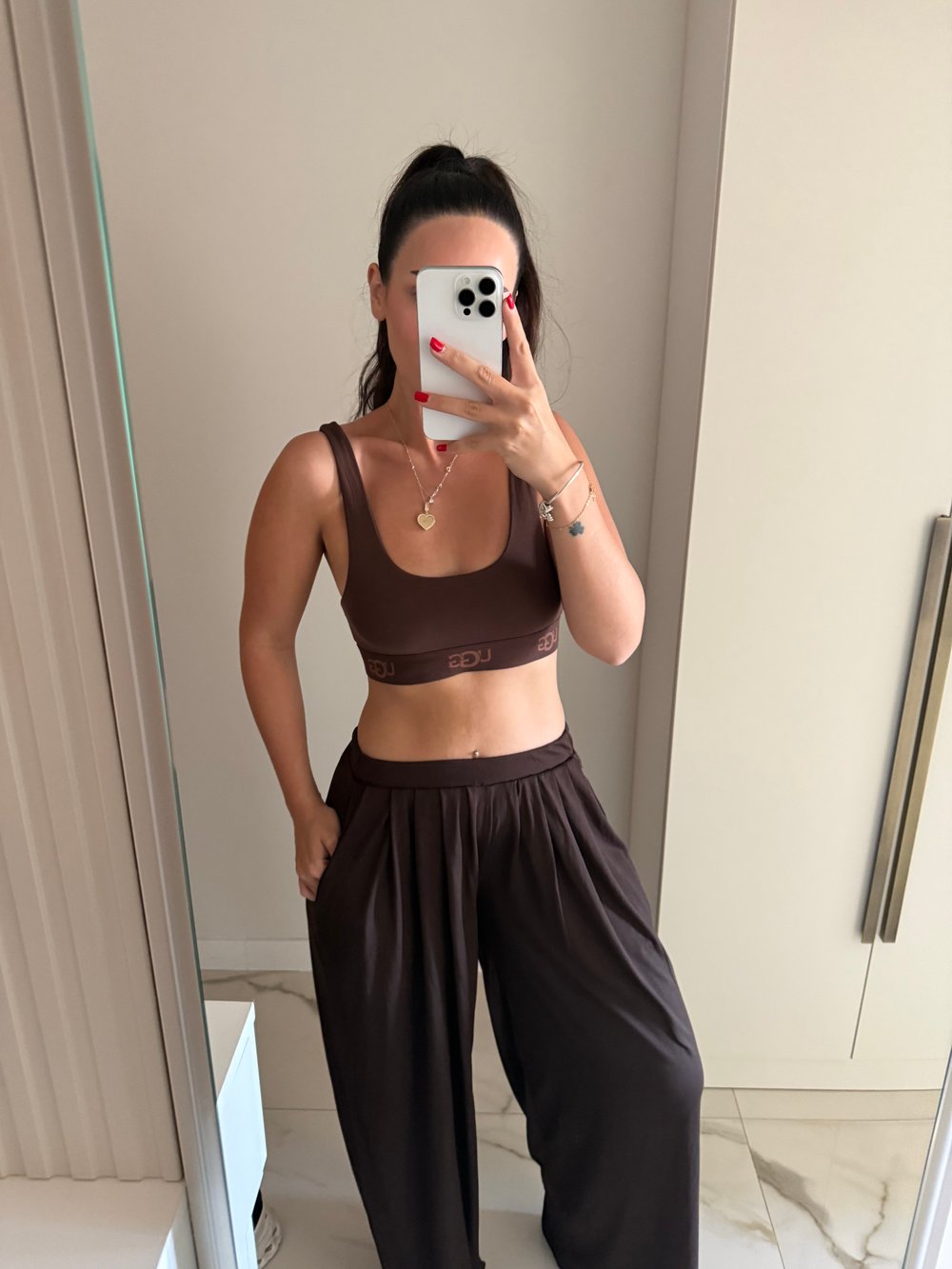 Acı Kahve Pileli Oversize Pantalon 
