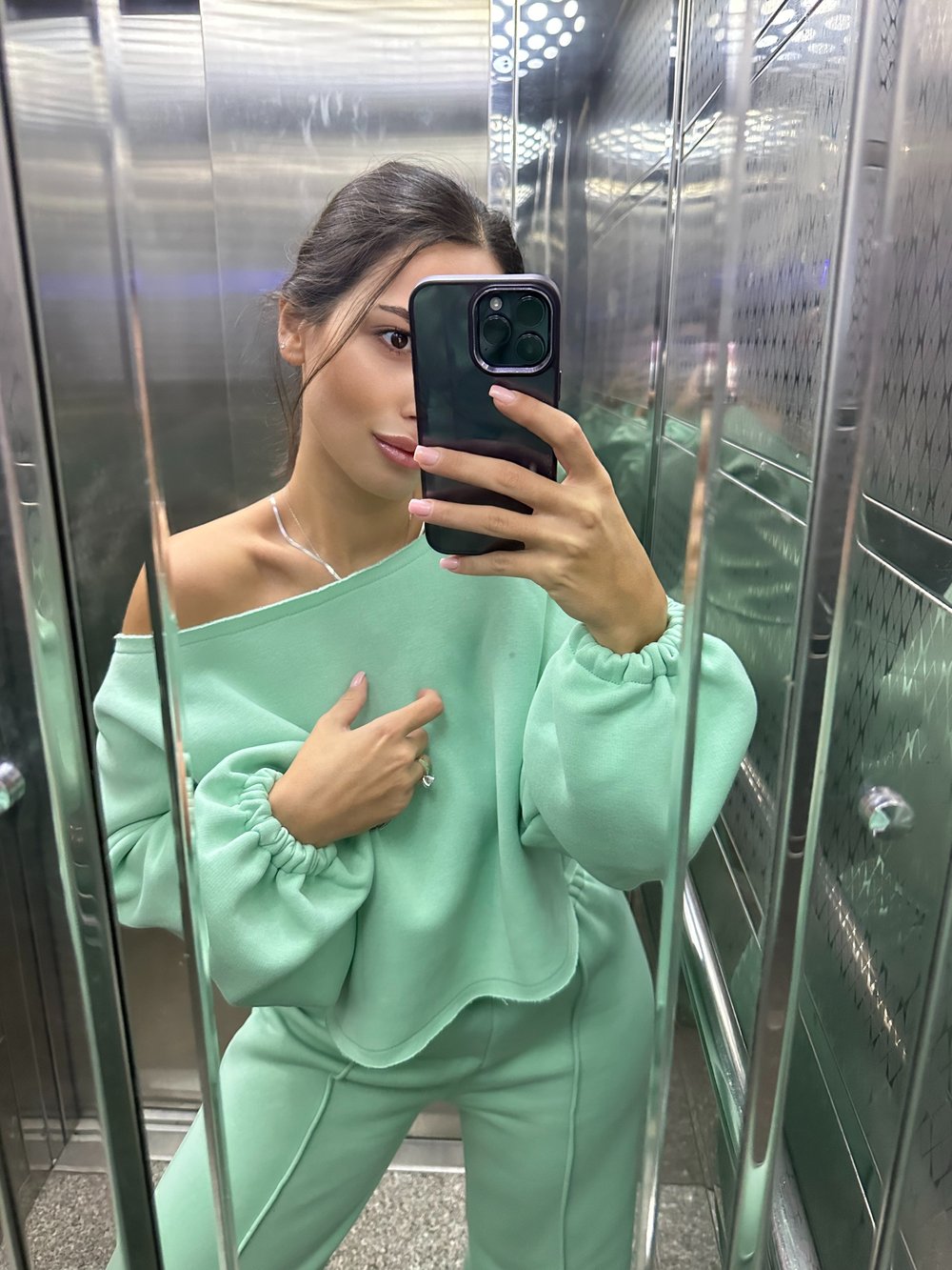 Mint Yeşil  kayikyaka Swaetshirt