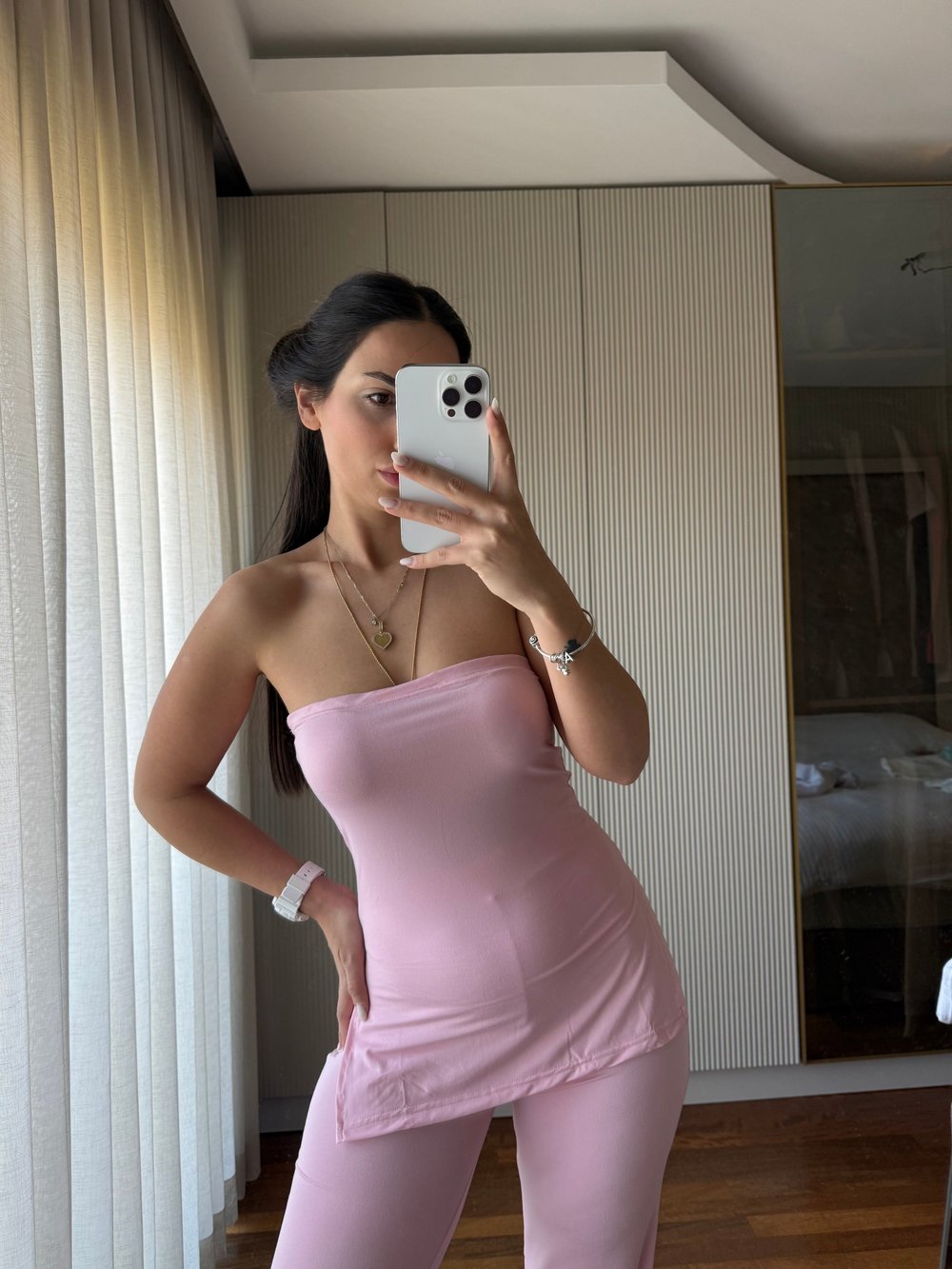 Pembe Straplez Takım 