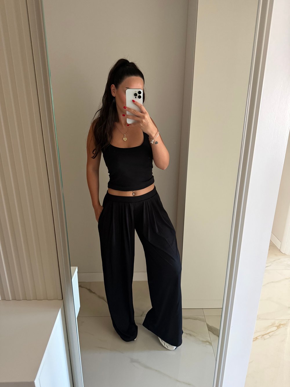 Siyah Oversize Pileli Pantalon