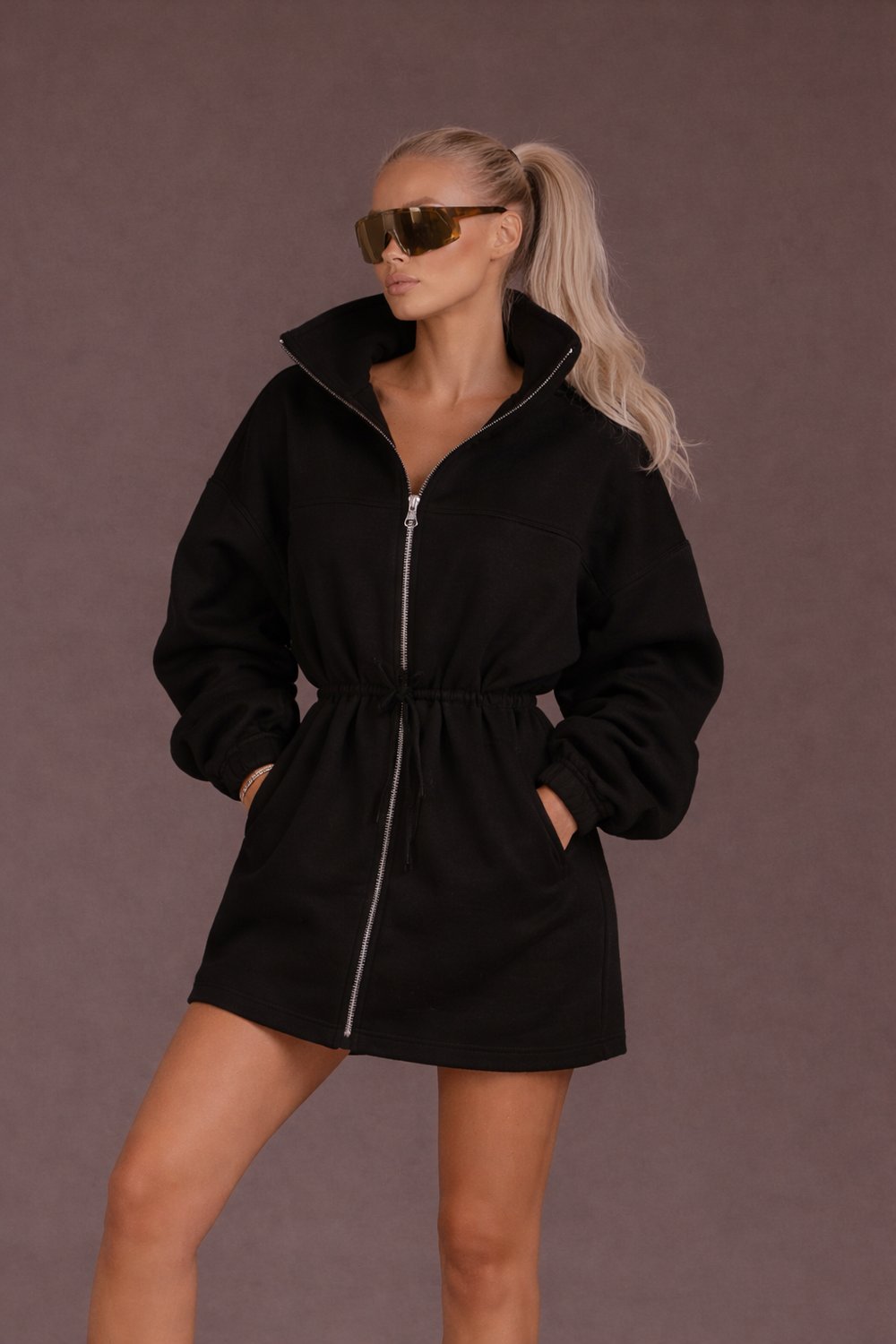 Siyah Uzun hırka oversize-4001