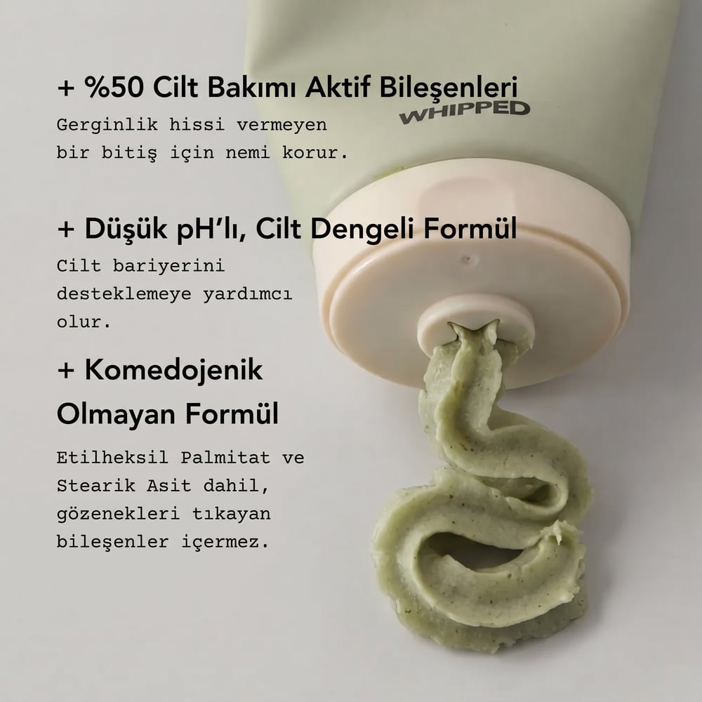 WHIPPED Mugwort Tea Tree Face Mask Cleanser+Madecassoside 130g (Kızarıklık ve Sivilce Karşıtı, Onarıcı 2si 1 Arada Yüz Yıkama Maskesi)