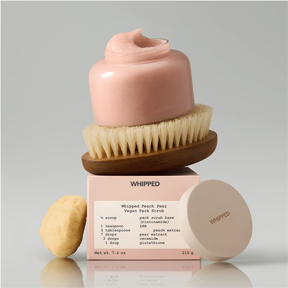 WHIPPED Peach Pear Vegan Pack Scrub 210g (Ölü Deri Arındırıcı ve Cilt Tonu Canlandırıcı Yüz ve Vücut Scrubu)