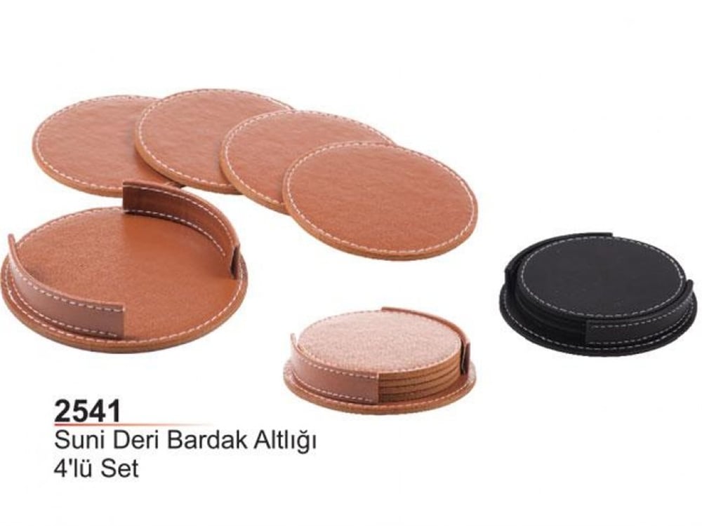 4'lü Set Suni Deri Bardak Altlığı
