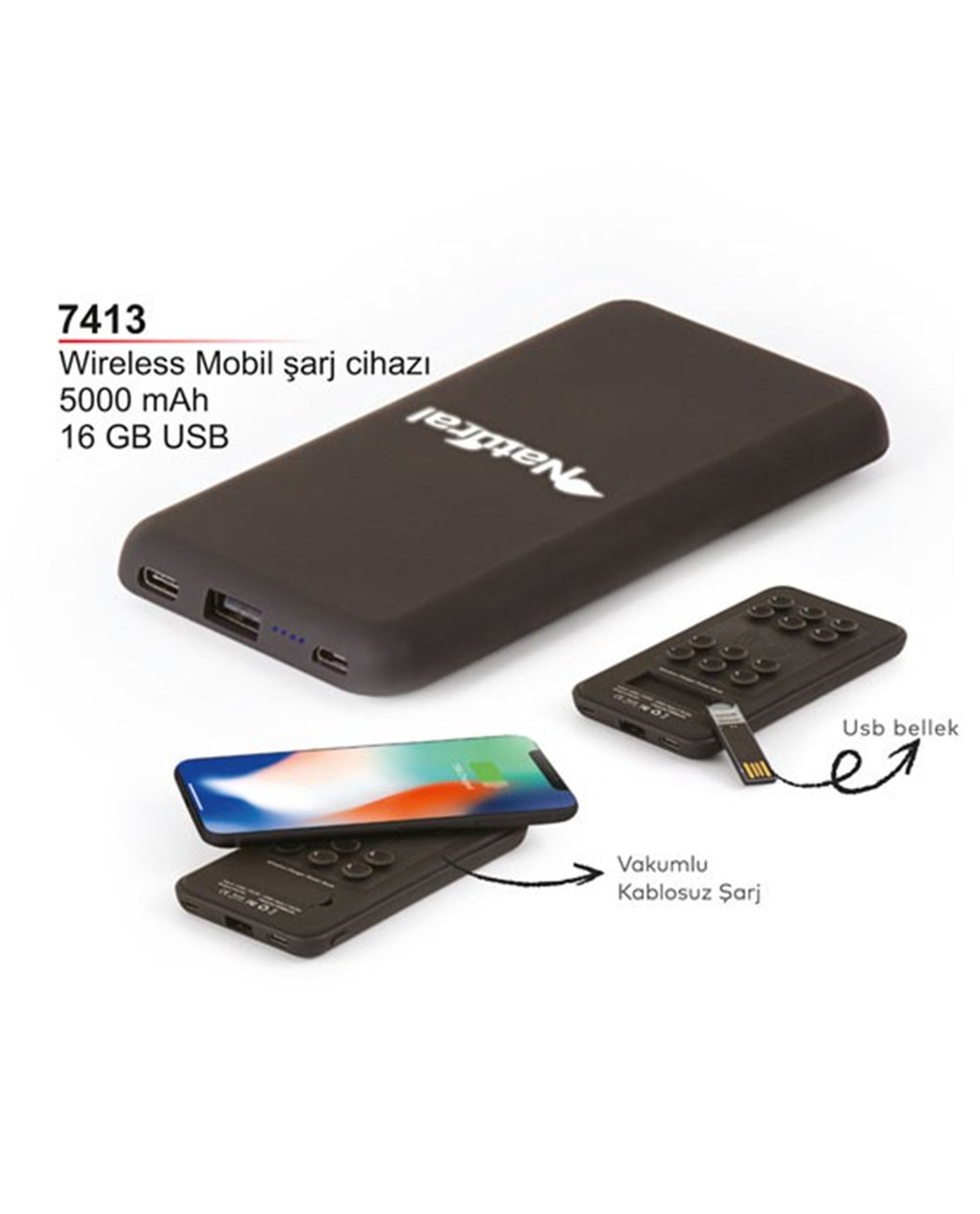 5000 mAh Wireless Mobil Şarj Cihazı