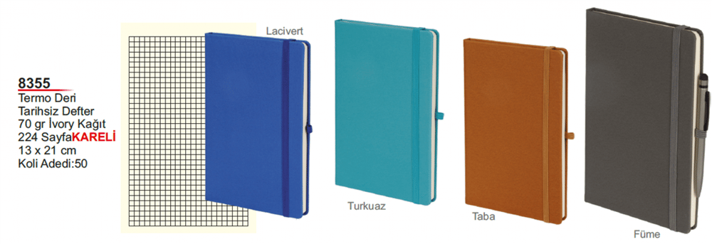 Termo Deri Tarihsiz Kareli Defter