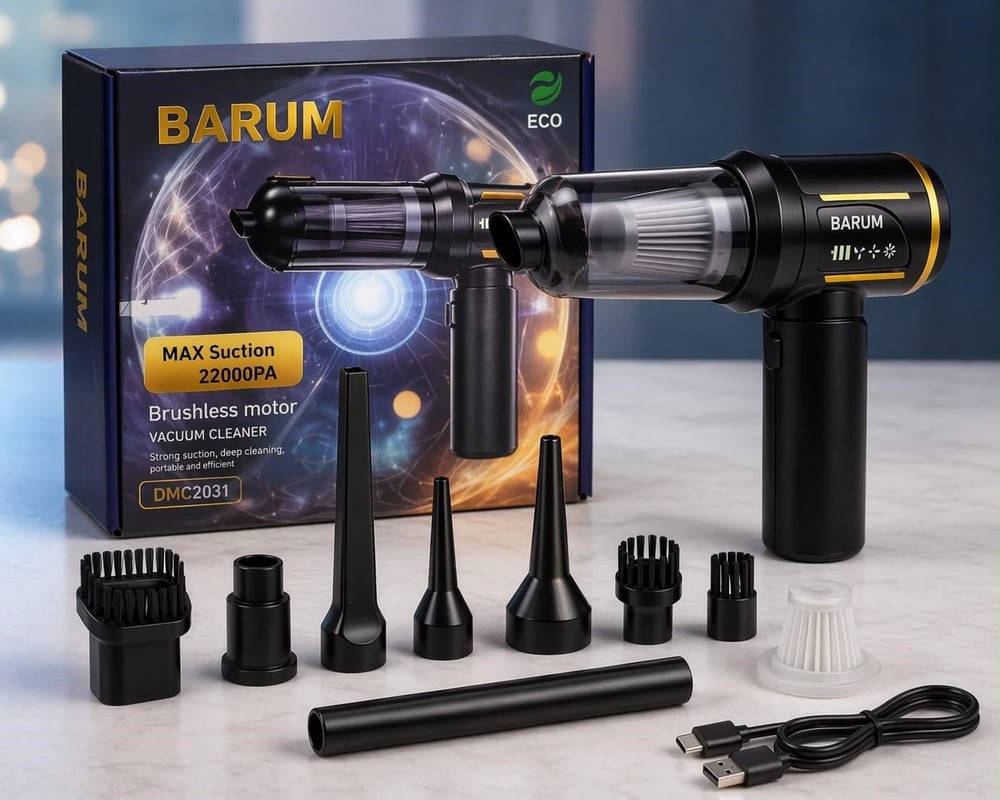 Barum DNC2031 22000PA Şarjlı Araç Süpürgesi Brushless Motor Kablosuz El Süpürgesi Üfleme Özellikli 100W 12V