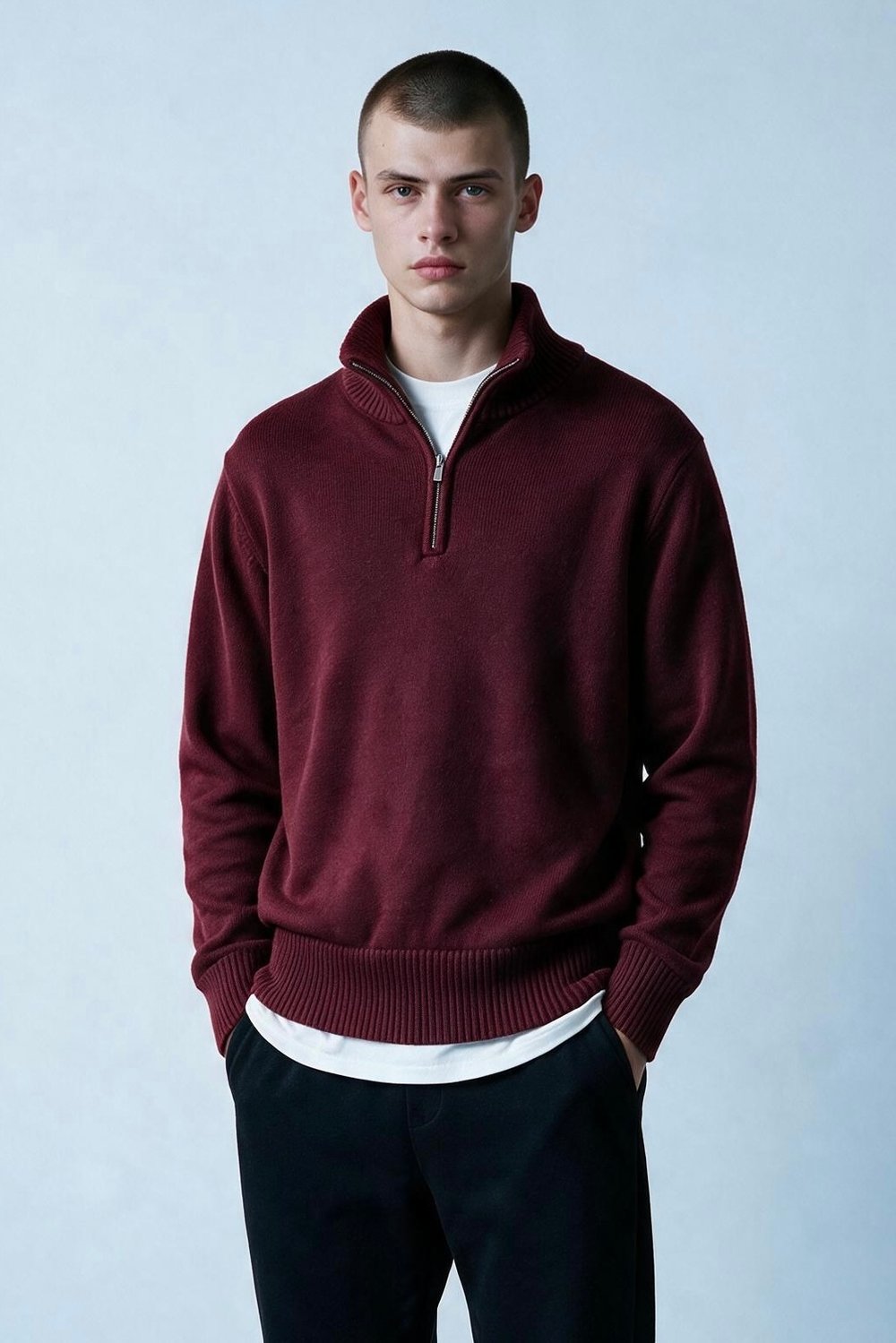 BORDO YARIM FERMUAR TRİKO 0103