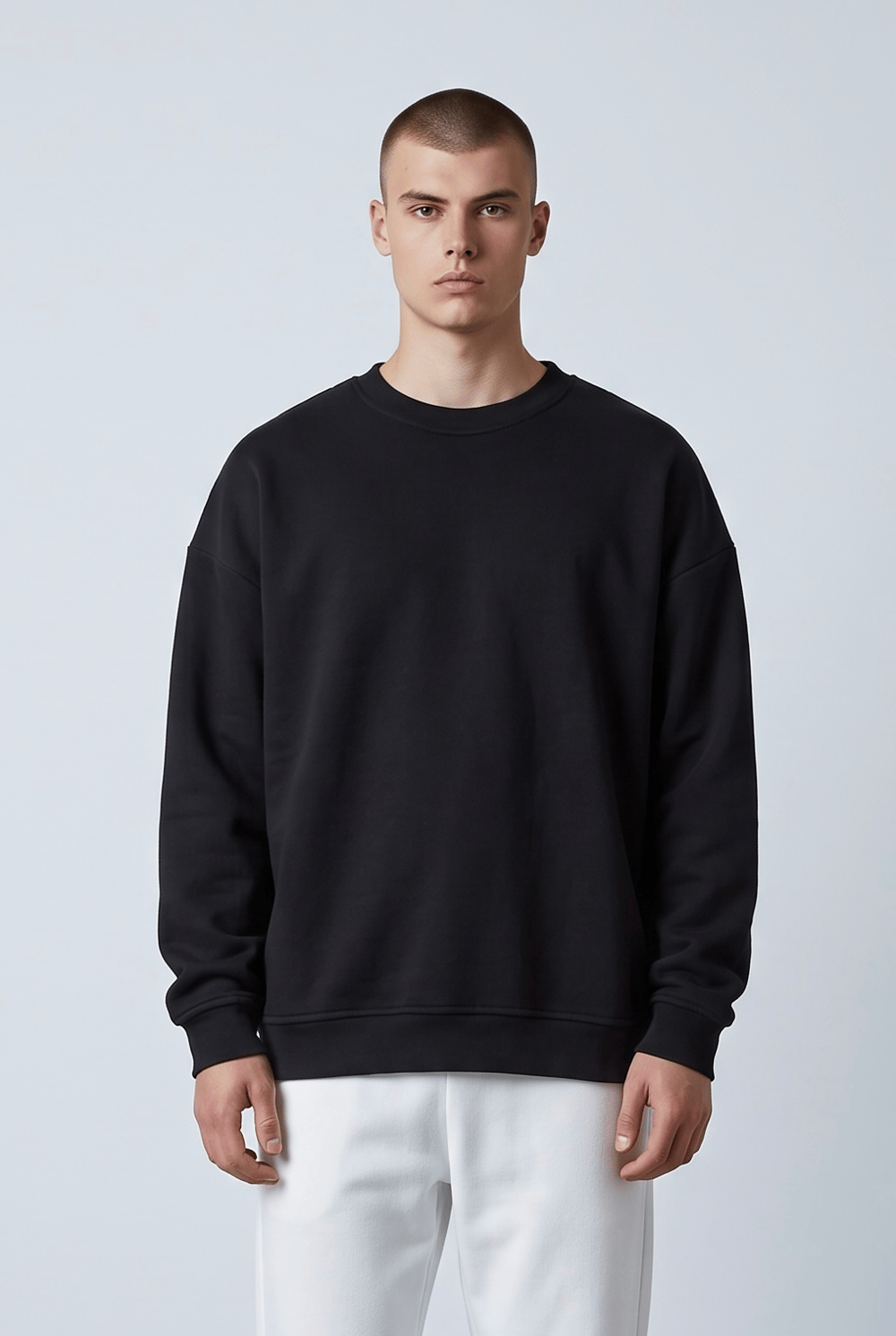 SİYAH BİSİKLET YAKA BASİC SWEATSHİRT 7007