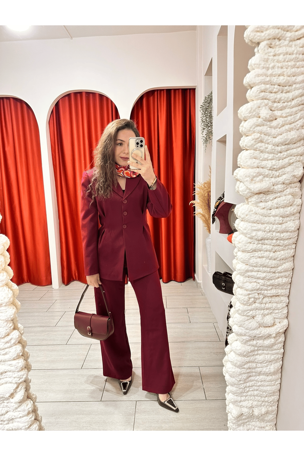 CEKET PANTOLON KADIN BORDO TAKIM