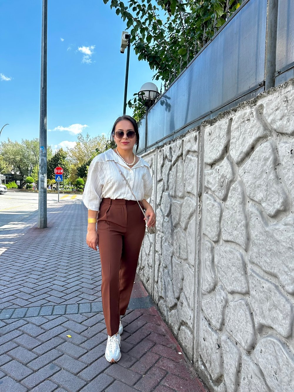 Havuç Kesim Kahverengi Kumaş Pantolon