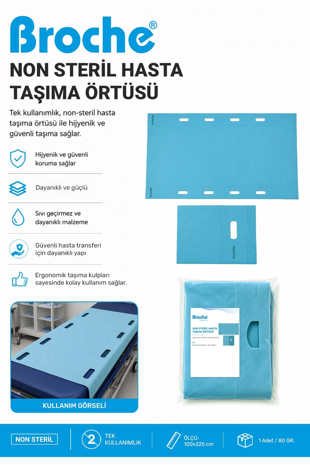 NON STERİL HASTA TAŞIMA ÖRTÜSÜ 10LU