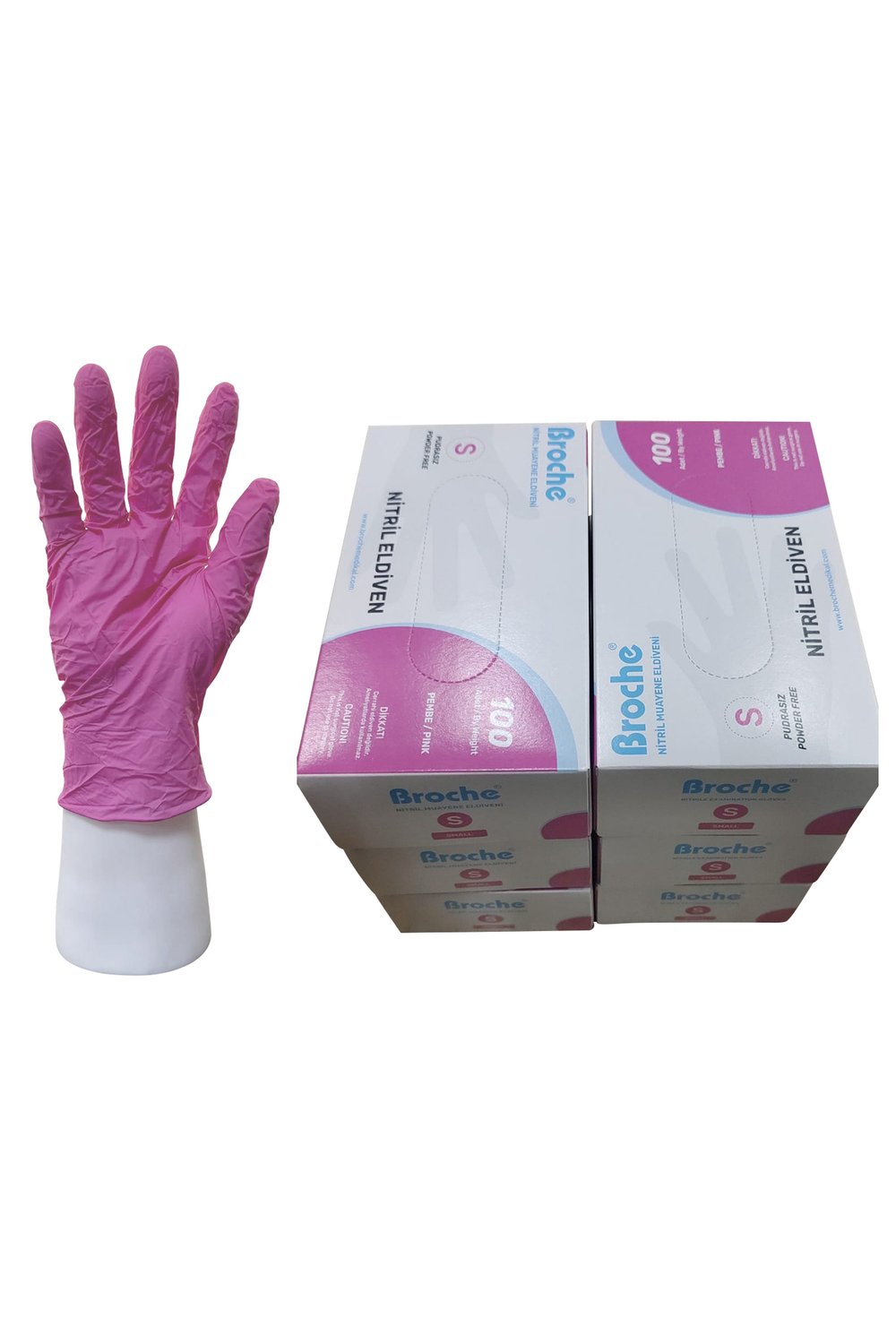 PUDRASIZ NİTRİL ELDİVEN S BEDEN PEMBE 6'LI PAKET