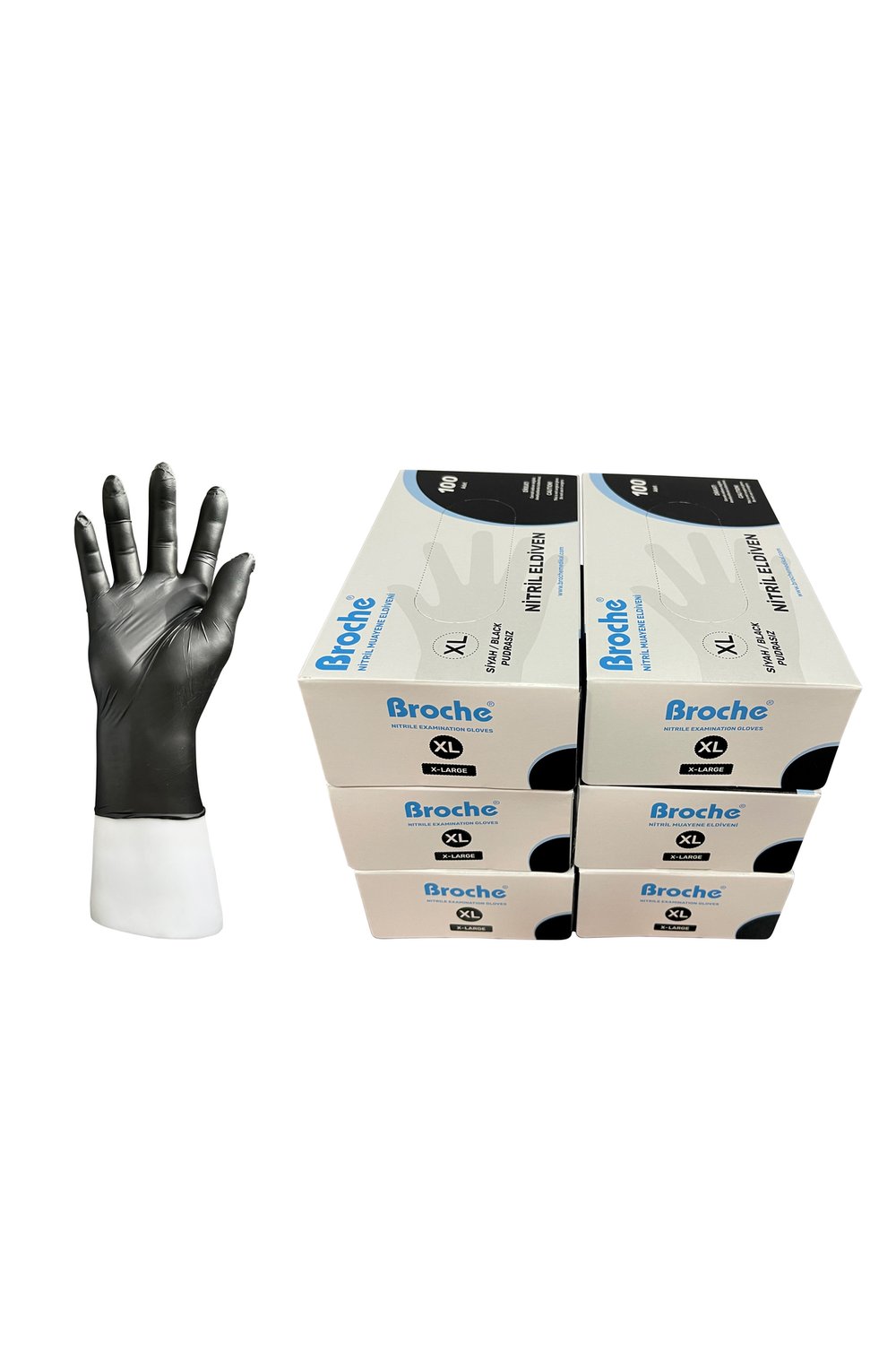 PUDRASIZ SİYAH NİTRİL ELDİVEN XL BEDEN 6'LI PAKET