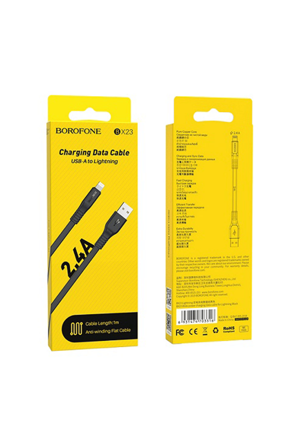 BX23 Lightning Şarj ve Data Kablosu 3A (1 Metre) - Hızlı Şarj iPhone - Siyah
