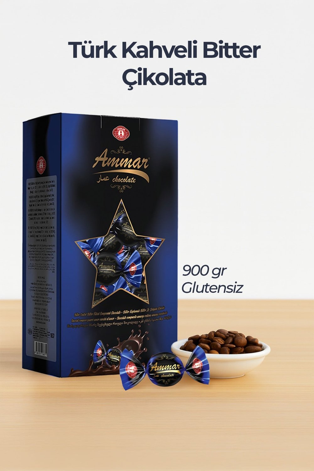 900 GR, Türk Kahvesi Dolgulu, %25 Kakao'lu, Bitter Çikolata Kaplamalı,Glutensiz, Bayramlık, İkramlık